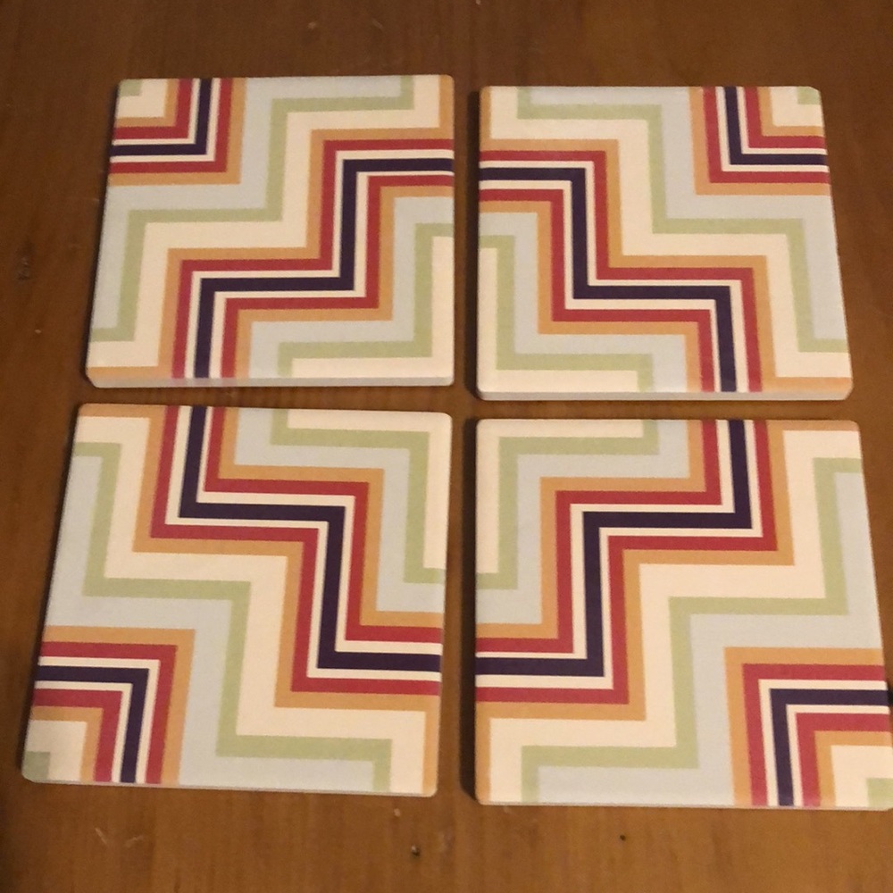 Juliet Lane stone cork Coasters art deco tribal southwestern set of 4 new in box